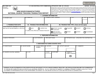 Document preview: NRC Form 748E National Source Tracking Transaction Report - New Source Manufactured