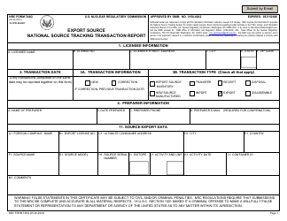 Document preview: NRC Form 748G National Source Tracking Transaction Report - Export Source