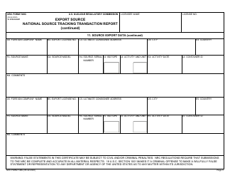 NRC Form 748G National Source Tracking Transaction Report - Export Source, Page 3