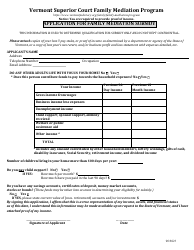 Document preview: Application for Family Mediation Subsidy - Vermont