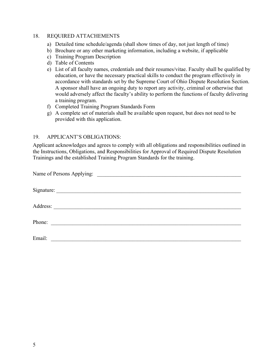 Form SCO-CSD-DRS2001 Application for Education and Training Program Approval - Ohio, Page 5