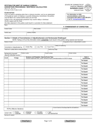 Document preview: Form JD-CV-175 Petition for Writ of Habeas Corpus - Conviction Proceeding/Sentence Calculation - Connecticut