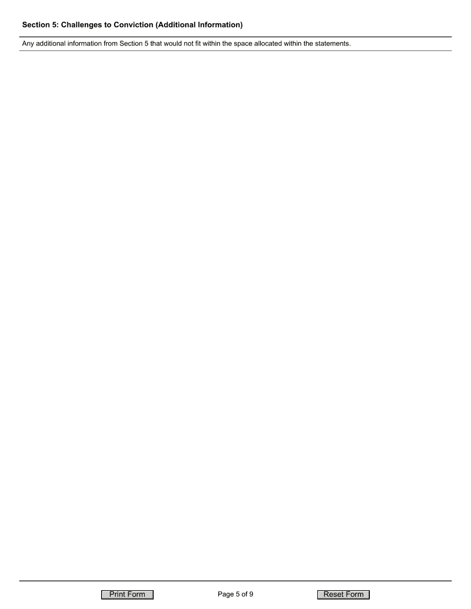 Form JD-CV-175 Petition for Writ of Habeas Corpus - Conviction Proceeding / Sentence Calculation - Connecticut, Page 5