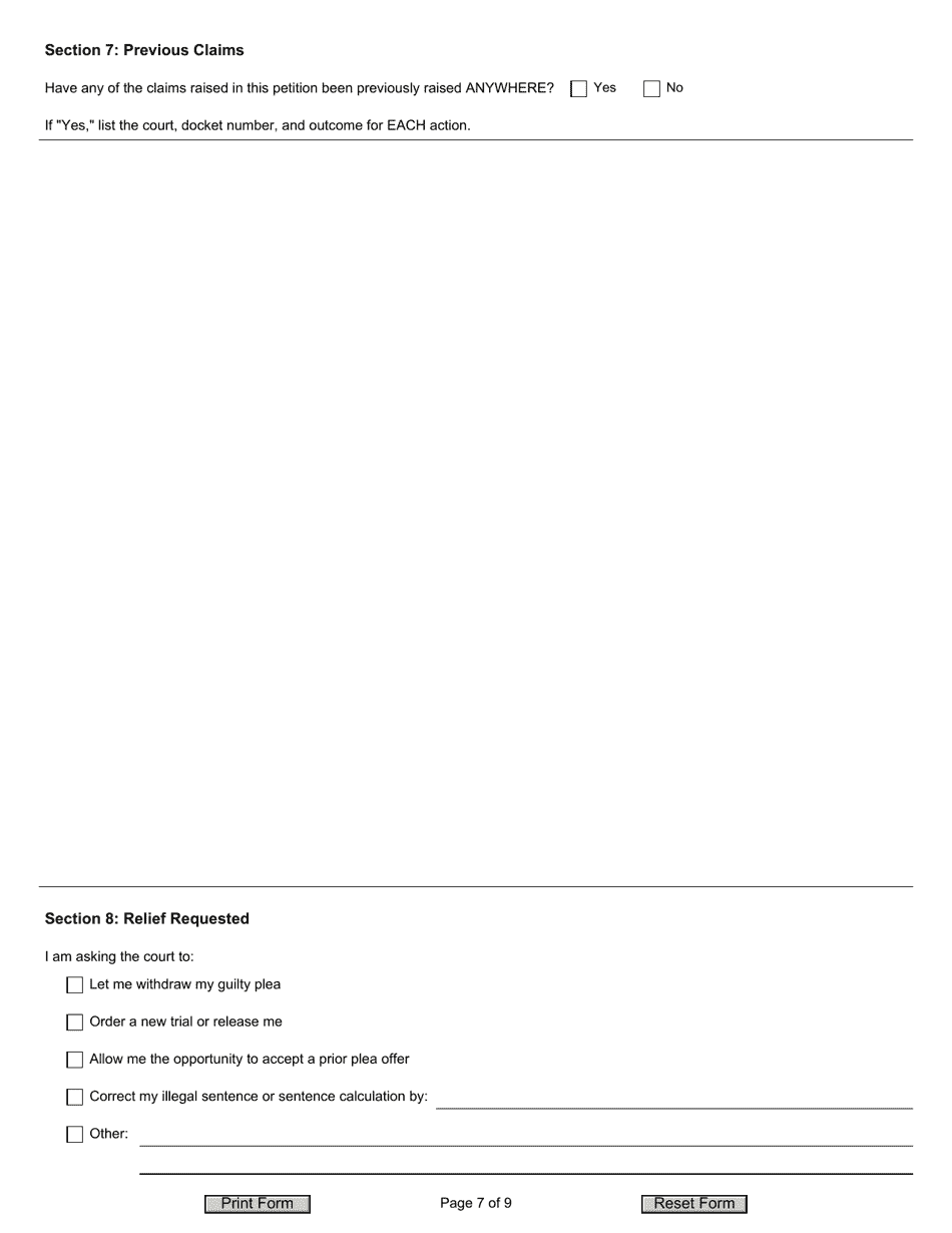 Form JD-CV-175 Petition for Writ of Habeas Corpus - Conviction Proceeding / Sentence Calculation - Connecticut, Page 7