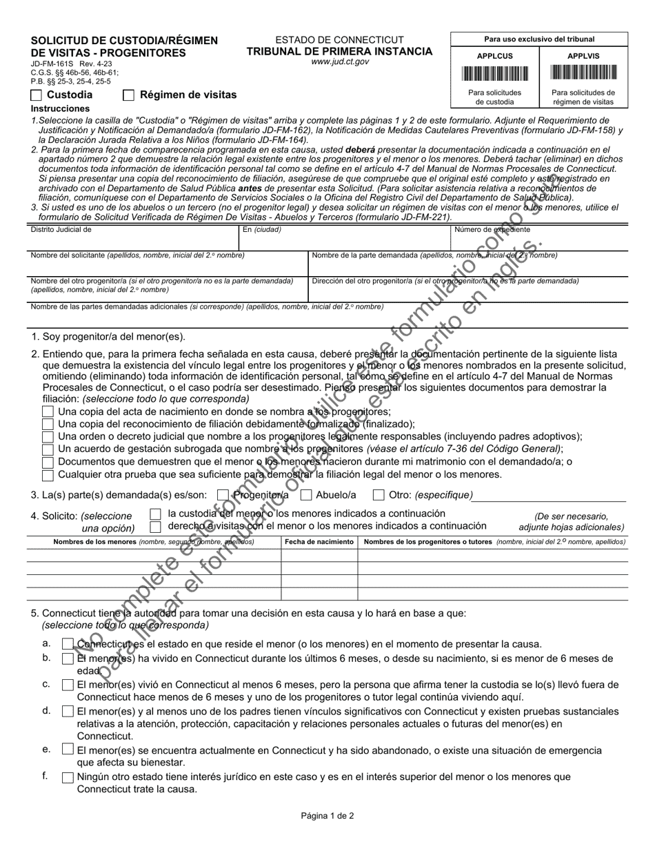 Formulario Jd Fm 161s Download Printable Pdf Or Fill Online Solicitud De Custodiaregimen De 7830