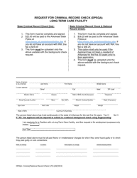 Document preview: Request for Criminal Record Check (Dpsqa) - Long-Term Care Facility - Arkansas