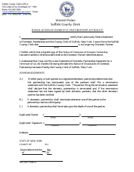 Document preview: Dissolution of Domestic Partnership Affidavit - Suffolk County, New York