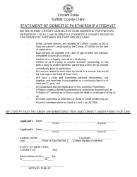 Document preview: Statement of Domestic Partnership Affidavit - Suffolk County, New York