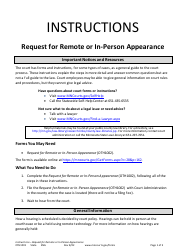 Document preview: Instructions for Form OTH1002 Request for Remote or in-Person Appearance - Minnesota