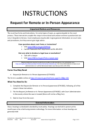 Instructions for Form OTH1002 Request for Remote or in-Person Appearance - Minnesota