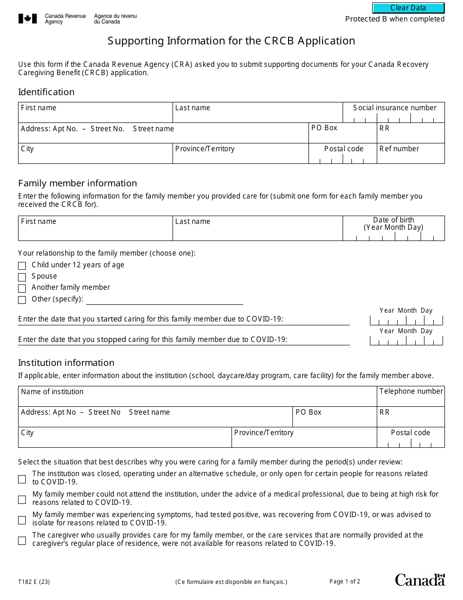 Form T182 - Fill Out, Sign Online And Download Fillable Pdf, Canada 