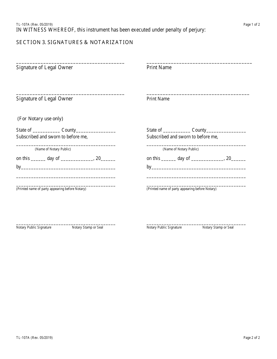 Form TL-107A Affidavit of Dismantling - Nevada (English / Spanish), Page 4