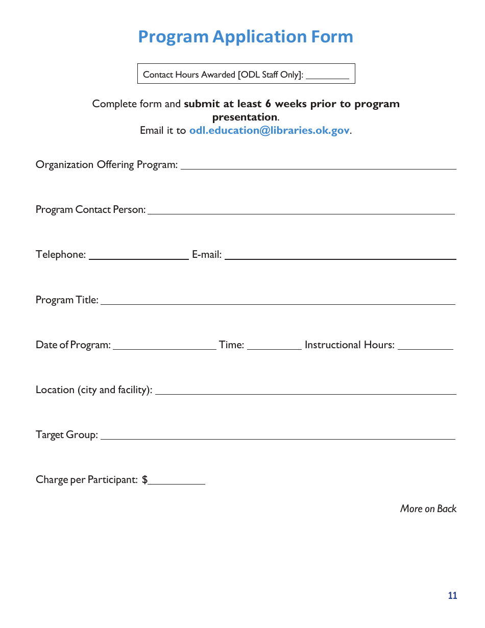 Program Application Form - Oklahoma, Page 1