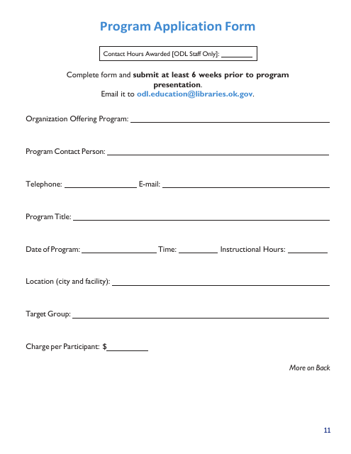 Program Application Form - Oklahoma Download Pdf
