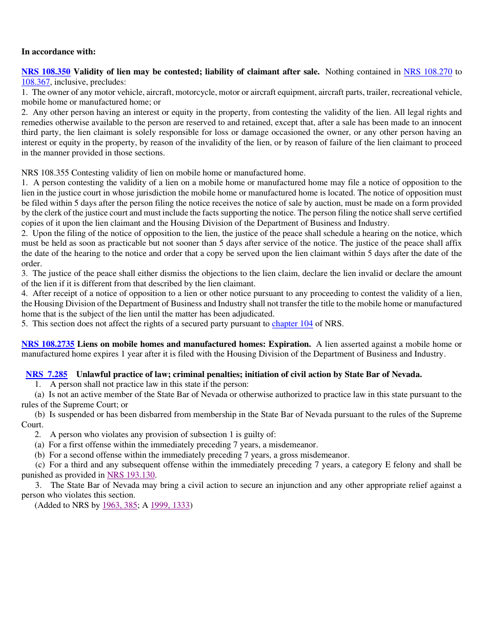Form TL-108A Notice of Lien - Nevada, Page 3