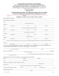Document preview: Form TL-108B Notice of Sale by Auction - Nevada