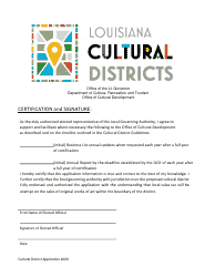 Document preview: Cultural District Application Council Signature Page - Louisiana