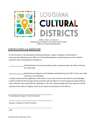 Document preview: Cultural District Application Mayor Signature Page - Louisiana