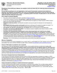 Forme 1 (SJT001F) Requete En Vertu De L&#039;article 34(1) Du Code DES Droits De La Personne - Ontario, Canada (French)