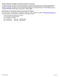 Forme 1G (SJT001GF) Requete Presentee Au Nom D&#039;une Autre Personne En Vertu De L&#039;article 34(5) Du Code DES Droits De La Personne - Ontario, Canada (French), Page 2