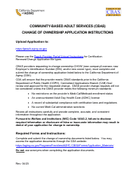 Community-Based Adult Services (Cbas) Change of Ownership Application Instructions - California