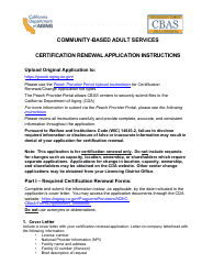 Community-Based Adult Services Certification Renewal Application Instructions - California