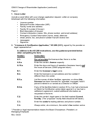 Community-Based Adult Services (Cbas) Change of Shareholder Application Instructions - California, Page 2