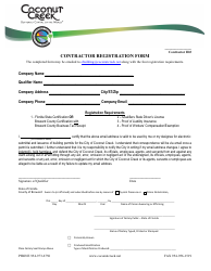 Document preview: Contractor Registration Form - City of Coconut Creek, Florida