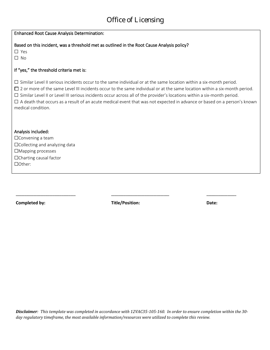 Serious Incident Review and Root Cause Analysis - Virginia, Page 3