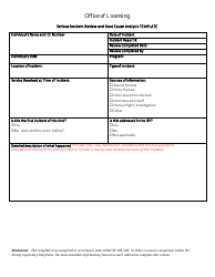 Document preview: Serious Incident Review and Root Cause Analysis Template - Virginia
