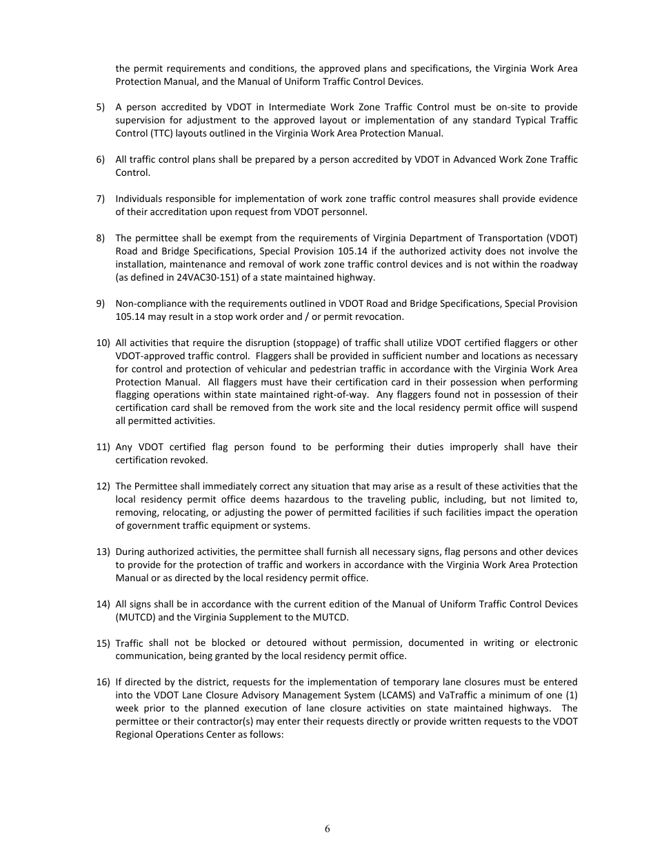 Form LUP-CWOFC Land Use Permit - Countywide Permit - Overhead Fiber Co-location - Virginia, Page 6