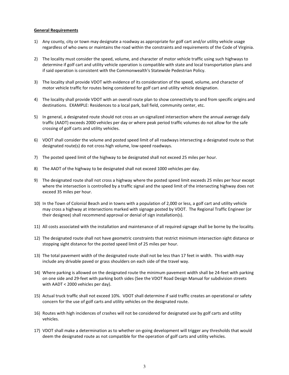 Form LUP-GC Land Use Permit - Golf Cart  Utility Vehicle Accommodation - Virginia, Page 3