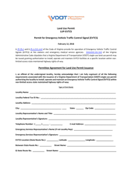 Document preview: Form LUP-EVTCS Land Use Permit - Permit for Emergency Vehicle Traffic Control Signal (Evtcs) - Virginia