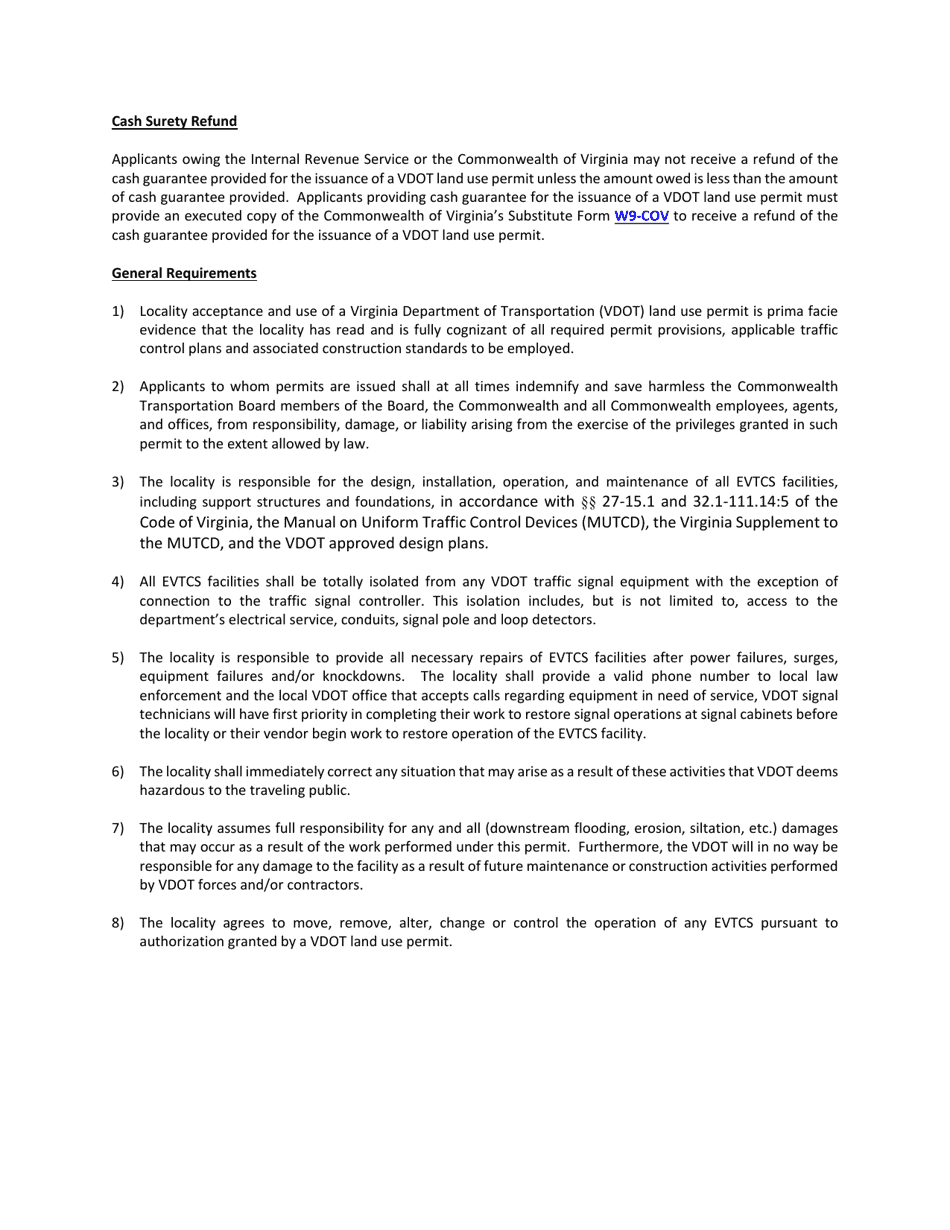 Form LUP-EVTCS Land Use Permit - Permit for Emergency Vehicle Traffic Control Signal (Evtcs) - Virginia, Page 3