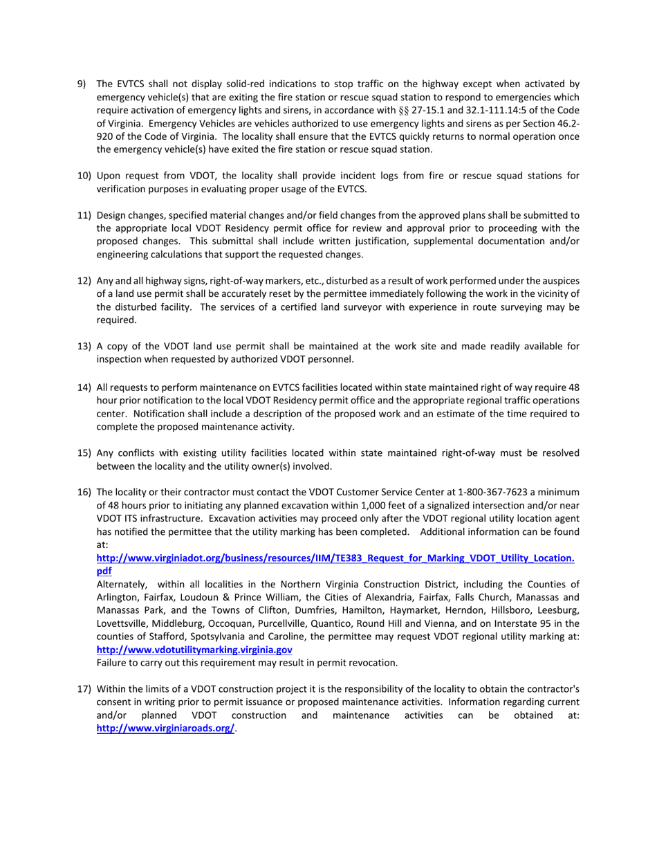 Form LUP-EVTCS Land Use Permit - Permit for Emergency Vehicle Traffic Control Signal (Evtcs) - Virginia, Page 4