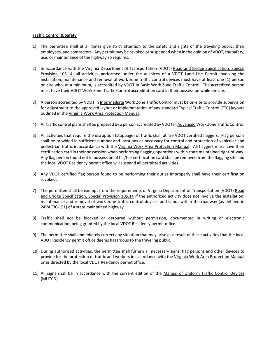 Form LUP-EVTCS Land Use Permit - Permit for Emergency Vehicle Traffic Control Signal (Evtcs) - Virginia, Page 5