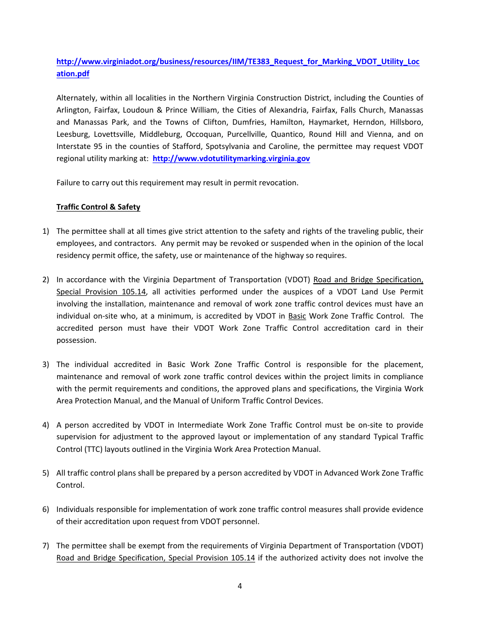 Form LUP-PSMD Land Use Permit - Sign Installation for the Prohibition of Specific Mobility Devices - Virginia, Page 4