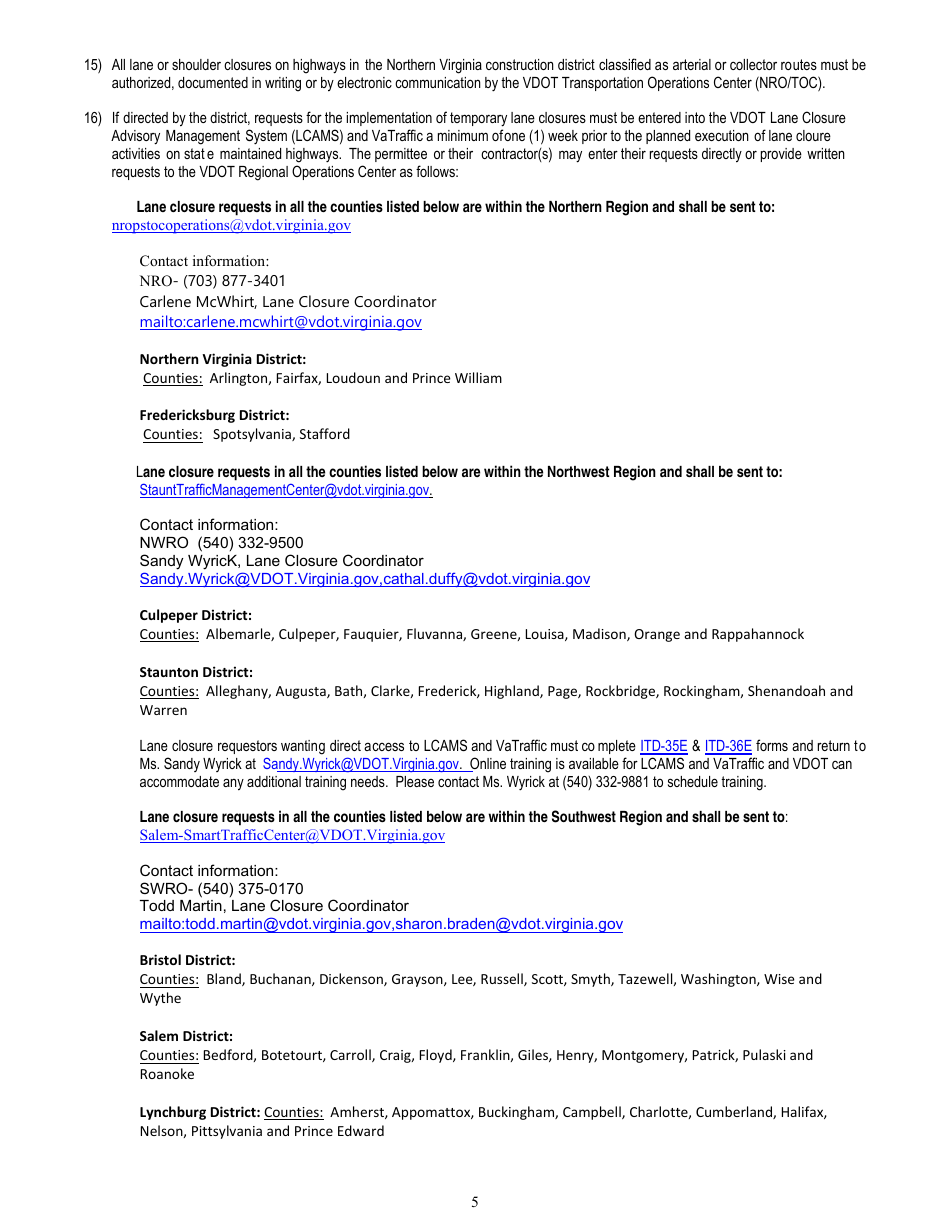 Form LUP-SPG Land Use Permit - Special Provisions - General - Virginia, Page 5