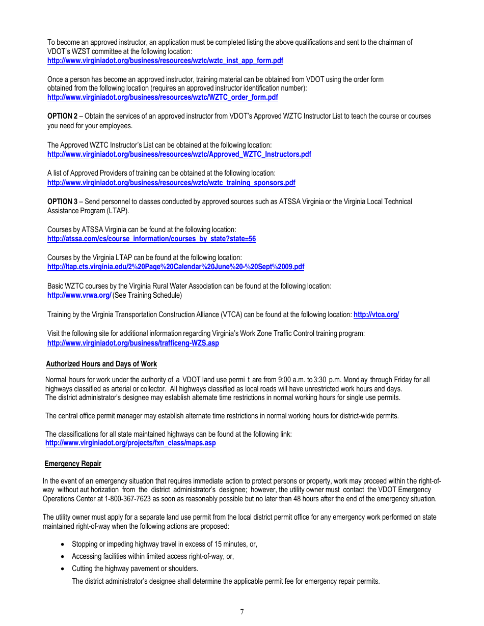 Form LUP-SPG Land Use Permit - Special Provisions - General - Virginia, Page 7