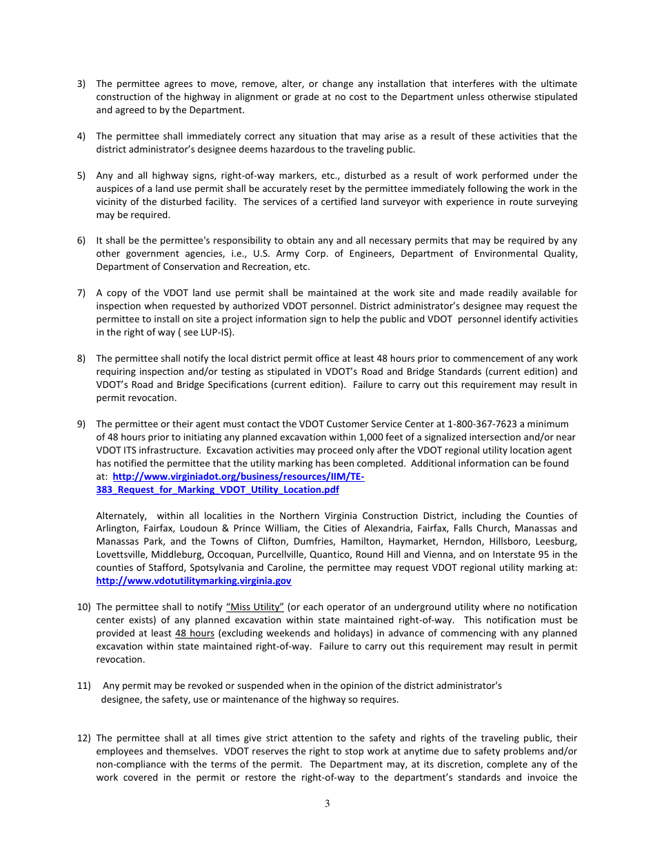 Form LUP-WSP Land Use Permit - Wayfinding Sign Program - Virginia, Page 3