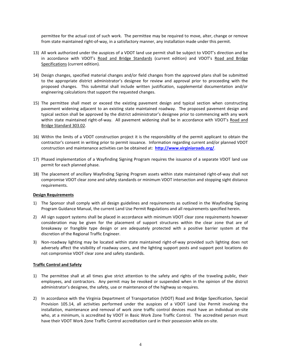Form LUP-WSP Land Use Permit - Wayfinding Sign Program - Virginia, Page 4