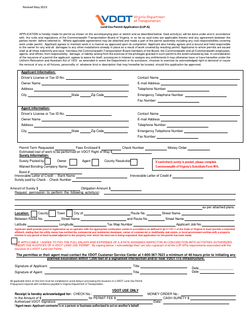 Form LUP-A Land Use Permit Application - Virginia