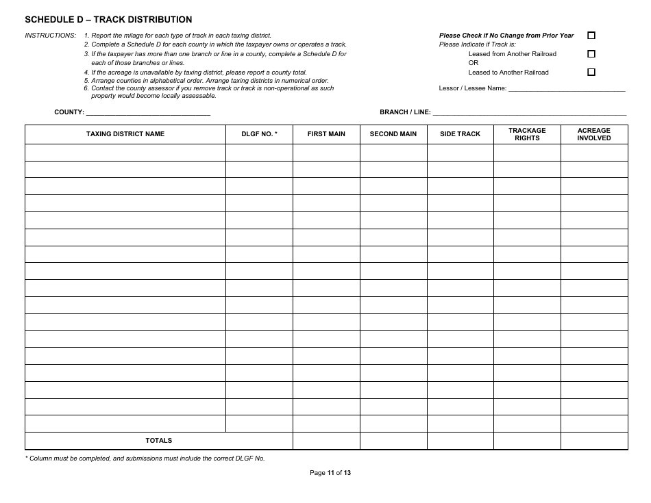 State Form 31289 (U.D. Form 32) Annual Report - Railroad Property - Indiana, Page 11