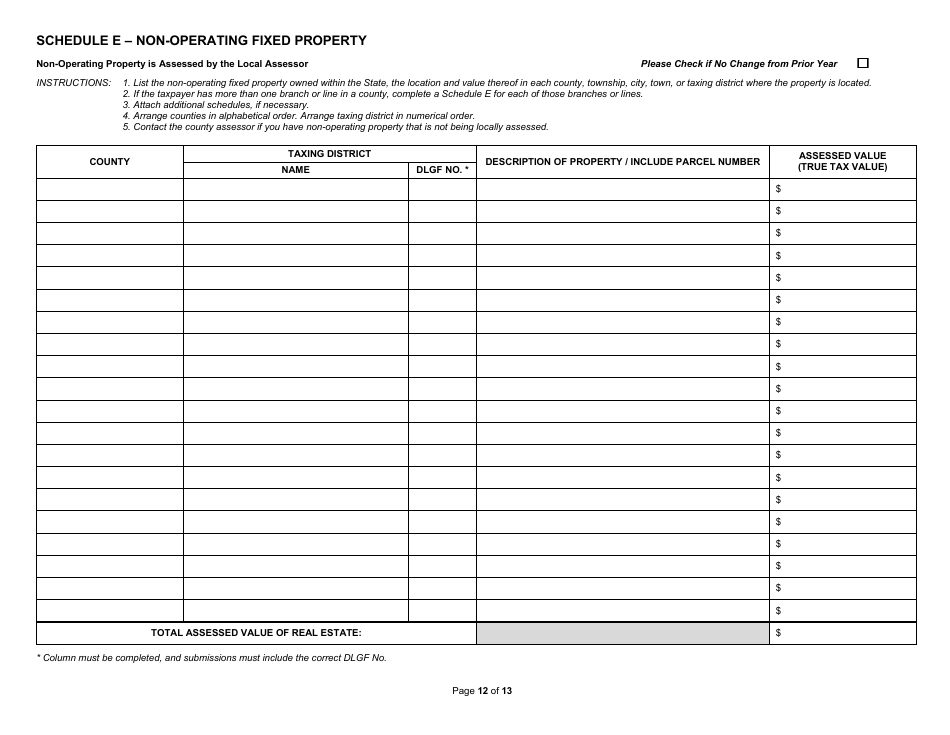 State Form 31289 (U.D. Form 32) Annual Report - Railroad Property - Indiana, Page 12