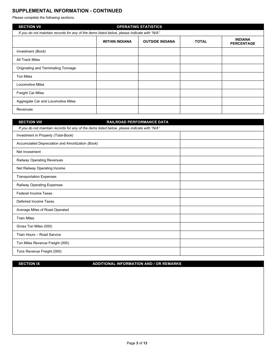 State Form 31289 (U.D. Form 32) Annual Report - Railroad Property - Indiana, Page 3