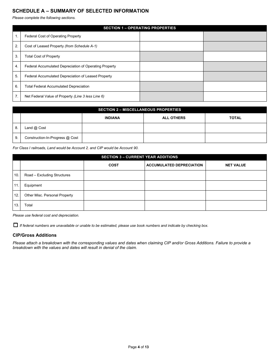 State Form 31289 (U.D. Form 32) Annual Report - Railroad Property - Indiana, Page 4