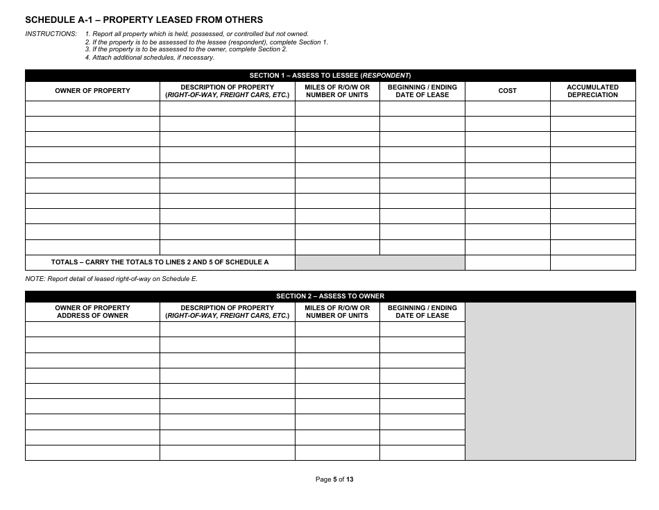 State Form 31289 (U.D. Form 32) Annual Report - Railroad Property - Indiana, Page 5