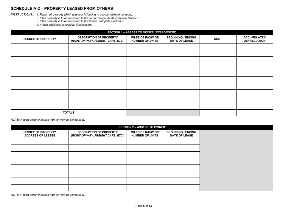 State Form 31289 (U.D. Form 32) Annual Report - Railroad Property - Indiana, Page 6