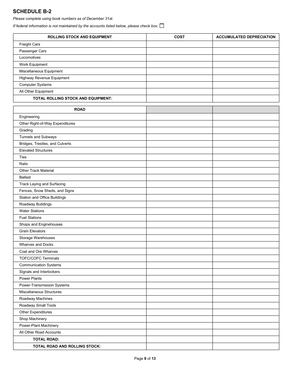 State Form 31289 (U.D. Form 32) Annual Report - Railroad Property - Indiana, Page 9