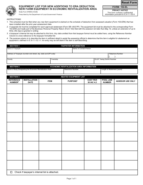 State Form 57203 (102-EL)  Printable Pdf